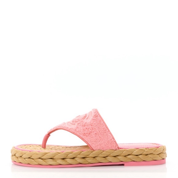 *BRAND NEW* CHANEL Pink CC Logo Thong Sandals Size 40 - Picture 6 of 8